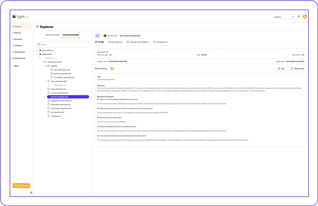 AI-Powered Data Profiling for documents